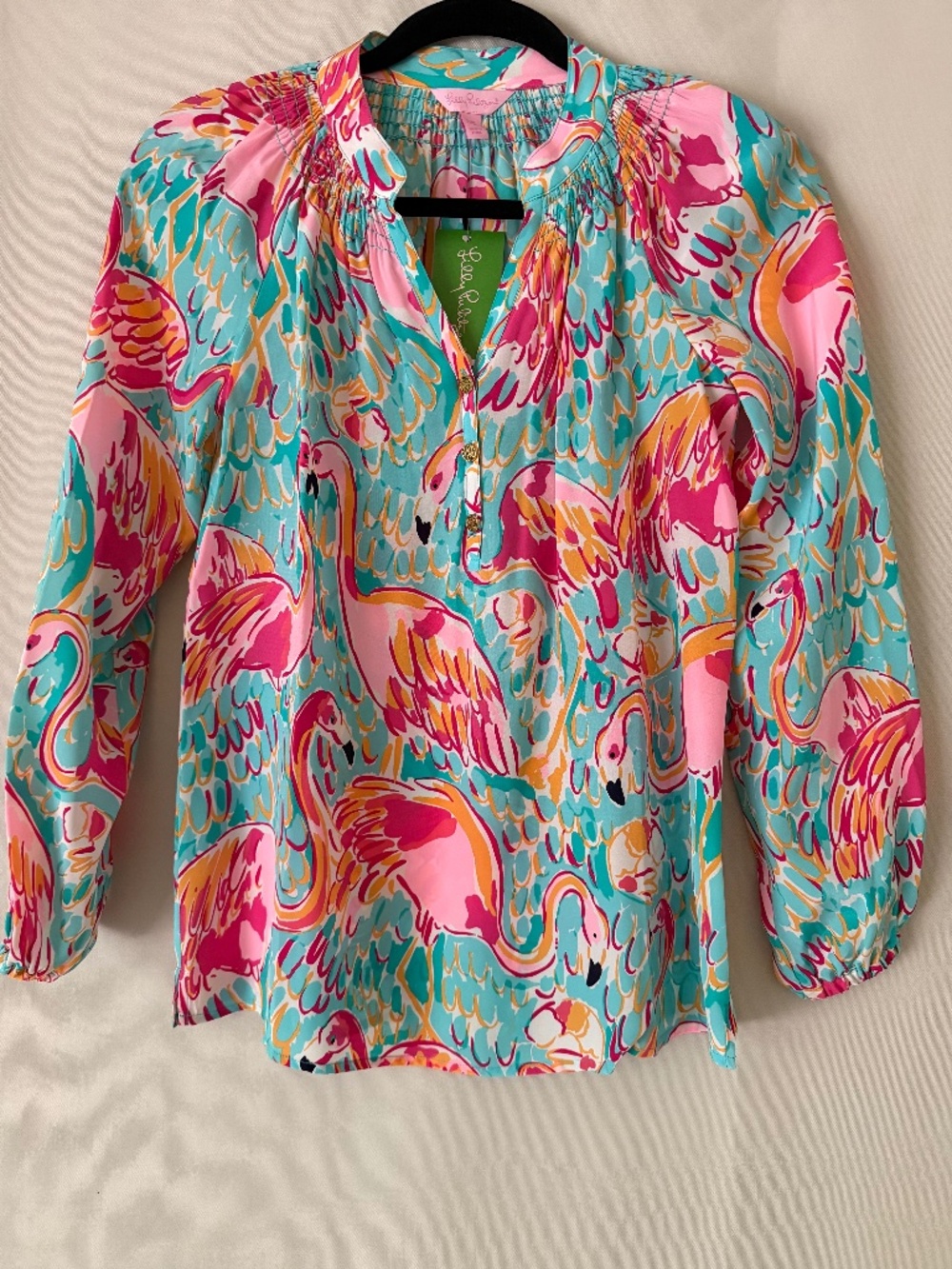 NWT Lilly Pulitzer Elsa Silk Blouse Multi Peel and Eat Size XXS